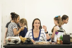 Miranda Hart and cast in rehearsals for <em>Annie</em>