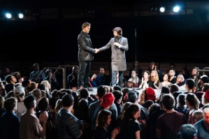 Ben Whishaw, Michelle Fairley and David Morrissey in <em>Julius Caesar</em>
