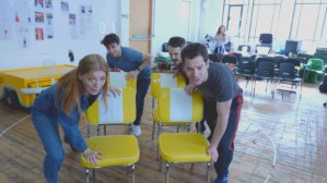 Laura Pitt-Pulford and cast of <em>Little Miss Sunshine</em> in rehearsals