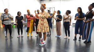 T'Shan Williams and the cast of <em>The Color Purple</em> in rehearsals