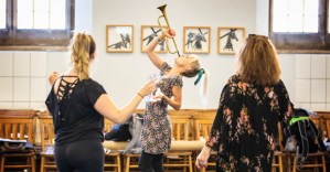 Tracie Bennett and Harriet Thorpe in <em>Mame</em> at Hope Mill Theatre rehearsals