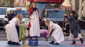 Watch the cast of <em>Pride and Prejudice* (*sort of)</em> perform on Piccadilly Circus