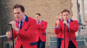West End <em>Jersey Boys</em> cast perform number on Trafalgar Theatre roof