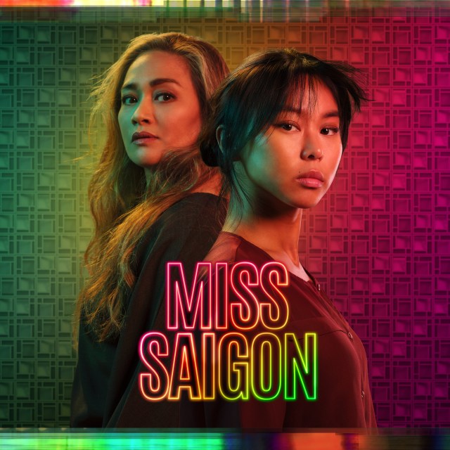 Joanna Ampil (The Engineer) and Jessica Lee (Kim), Miss Saigon, Sheffield Theatres. Photographer Michael Wharley. Designer Rebecca Pitt. (Portrait)