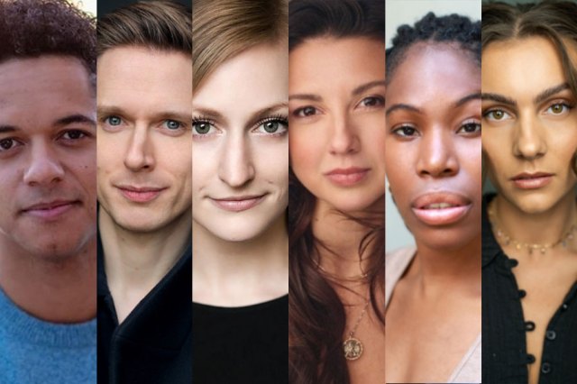 Six headshots displaying cast members from Rock Follies, provided by the venue