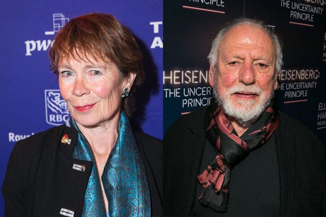 Celia Imrie and Kenneth Cranham in front of step and repeat boards