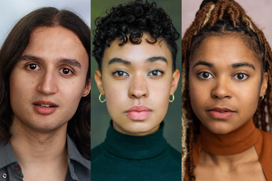 Headshots of Macy-Jacob Seelochan, Nina Bowers and Isabel Adomakoh Young