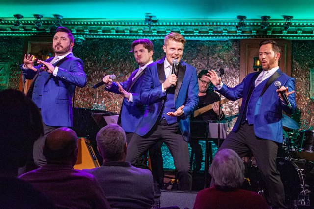 The Barricade Boys perform on the stage of 54 Below in New York