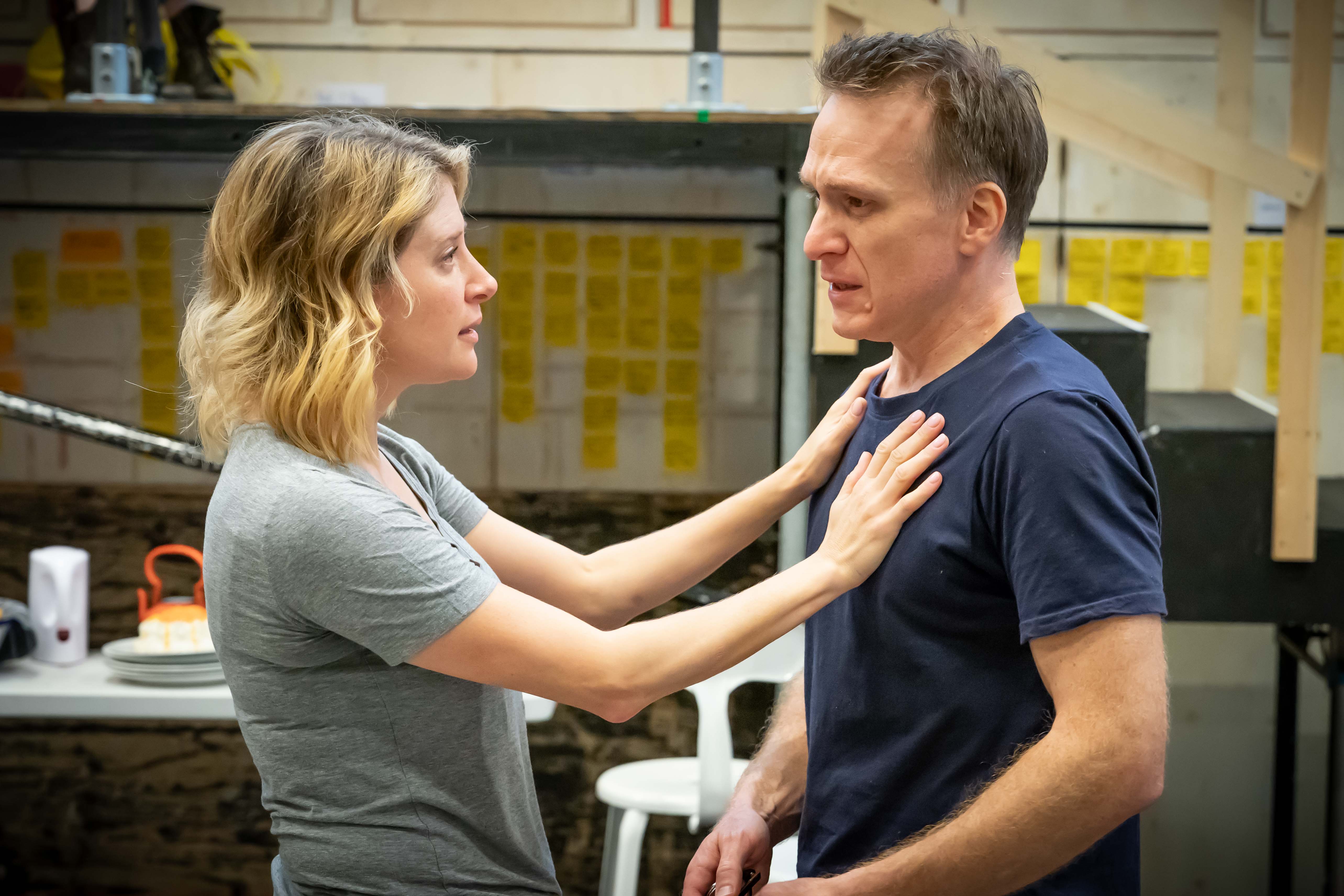 Caissie Levy and Jamie Parker in rehearsals for NEXT TO NORMAL   Donmar   photo by Marc Brenner