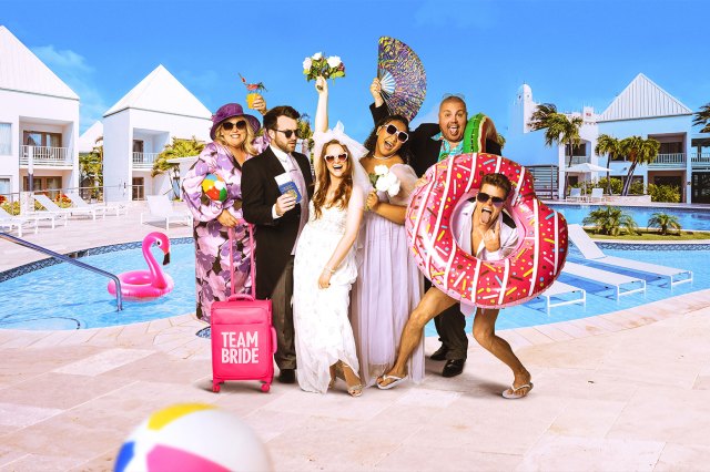 I Should Be So Lucky Cast Promotional image for I Should Be So Lucky with wedding guests posing outdoors by a swimming pool