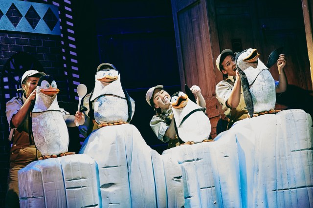 The Penguins of Madagascar operated by four puppeteers