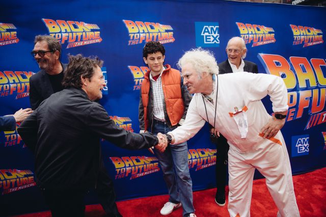 Michael J. Fox and Roger Bart