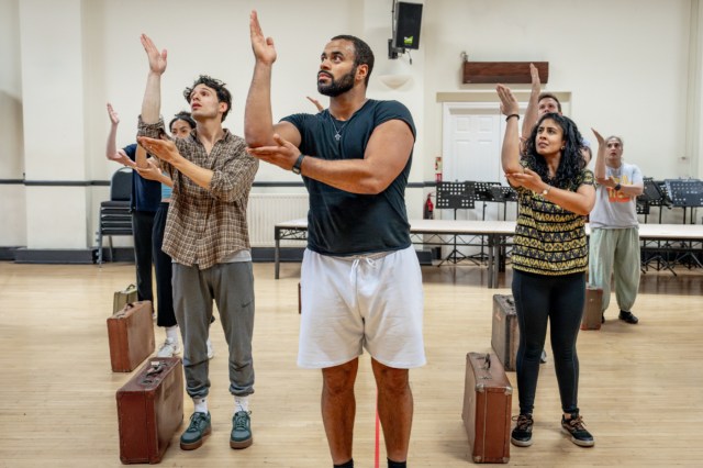 Daniel Krikler, Obioma Ugoala & Purvi Parmar in rehearsals for The Book Thief, © Steve Gregson