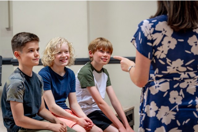 Preston Cropp, Thommy Bailey Vine & Oliver Gordon in rehearsals for The Book Thief, © Steve Gregson