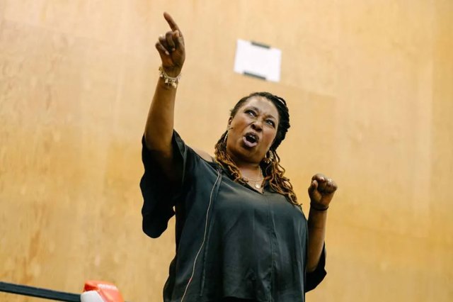 Jo Martin in rehearsals for Death of England Closing Time at the National Theatre
