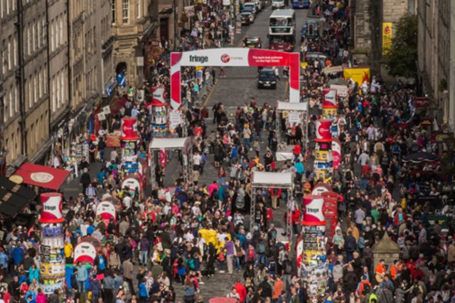 An Edinburgh high street during the Fringe Festival