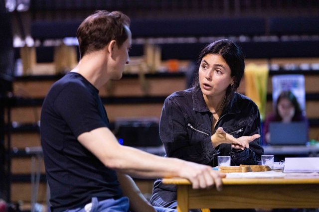 Olivia Bernstone and Matthew Spencer in rehearsals for The White Factory