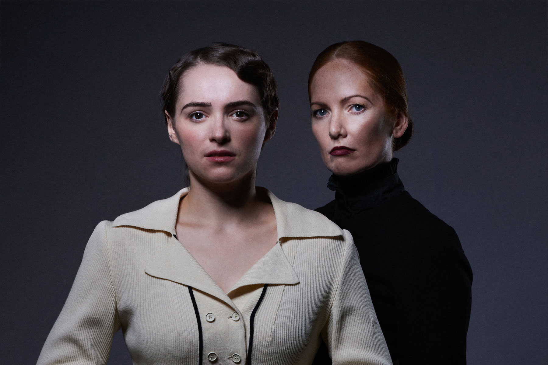 Rebecca 1 Lauren Jones as Second Mrs de Winter and Kara Lane as Mrs Danvers Photo Michael Wharley