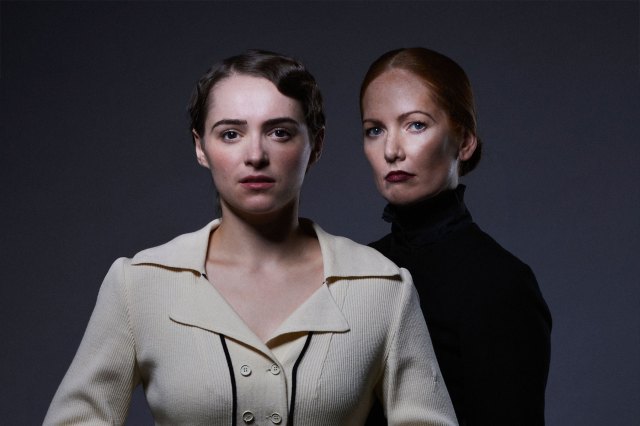 A portrait of Lauren Jones as Second Mrs de Winter and Kara Lane as Mrs Danvers from the musical Rebecca