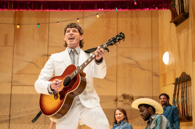 Sam Palladio as Curly McLain in a scene from Rodgers and Hammerstein's Oklahoma! in the West End