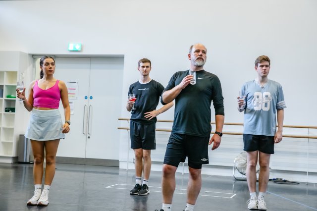 Alexandra Doar, Daniel George Wright, Ross Dawes and Nathaniel Purnell in rehearsals for The Time Traveller's Wife