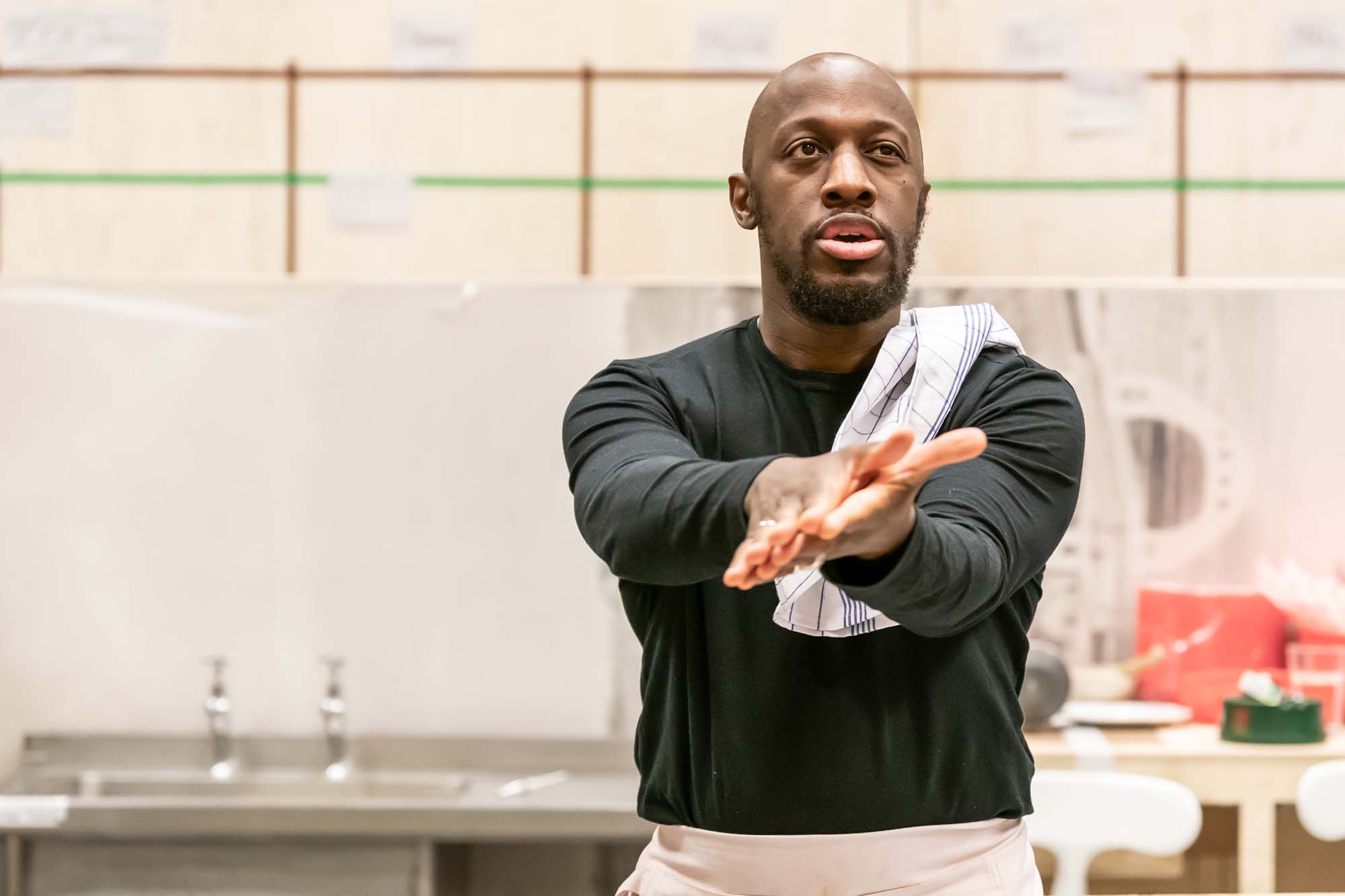 Giles Terera in rehearsals for CLYDE'S   Donmar   photo by Marc Brenner (1)