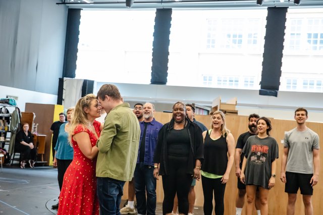 Joanna Woodward, David Hunter & cast in rehearsals for The Time Traveller's Wife. Credit Danny Kaan Joanna Woodward, David Hunter and the cast in rehearsals for The Time Traveller's Wife