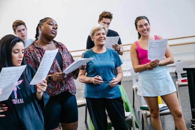 Hiba Elchikhe, Helena Pipe, Alwyne Taylor and Alexandra Doar in rehearsals for The Time Traveller's Wife