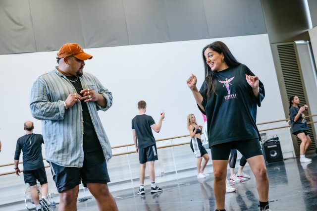 Tim Mahendran and Hiba Elchikhe in rehearsals for The Time Traveller's Wife