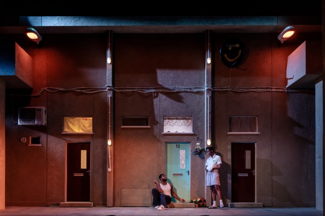 Trieve Blackwood Cambridge (Tony) and Rilwan Abiola Owokoniran (Jamie) in Beautiful Thing at Stratford East. Photographer The Other Richard. 2 Trieve Blackwood Cambridge (Tony) and Rilwan Abiola Owokoniran (Jamie) in Beautiful Thing at Stratford East. Photographer The Other Richard. 2