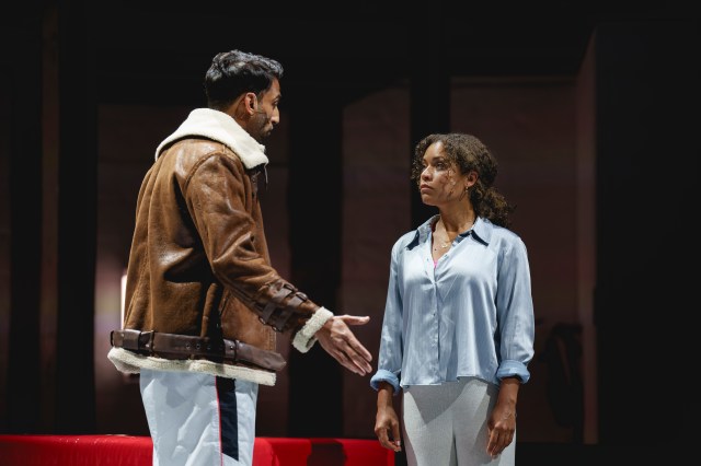 Avi Nash and Antonia Thomas in a scene from Shooting Hedda Gabler at Kingston's Rose Theatre