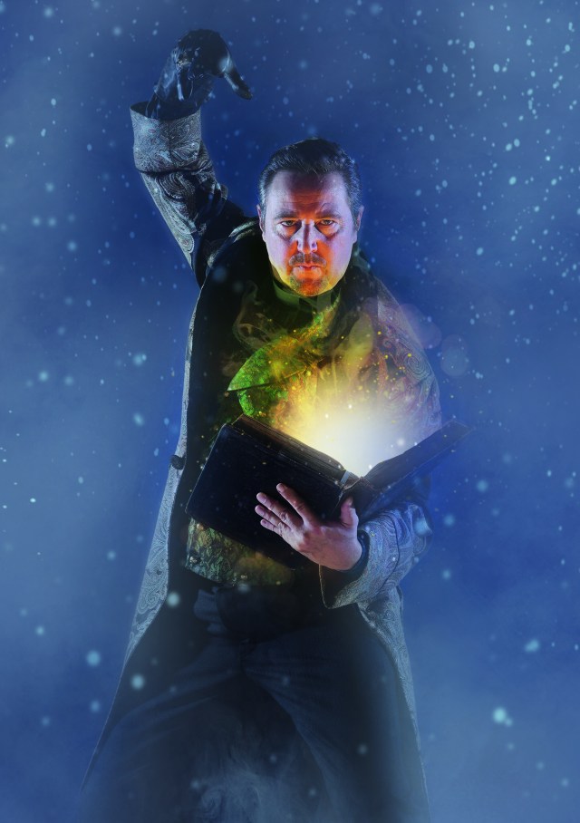 Richard Lynch as Abner in a promotional image for The Box of Delights