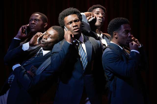 Alistair Nwachukwu, Terique Jarrett, Michael Ahomka-
Lindsay, Jyuddah Jaymes and Khalid
Daley in a scene from Choir Boy at Bristol Old Vic