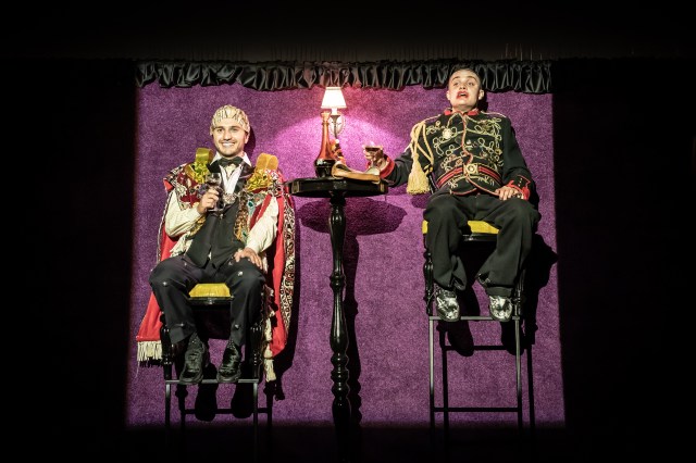Sonny Poon Tip and Séamus McLean Ross in a scene from The Flea at the Yard Theatre