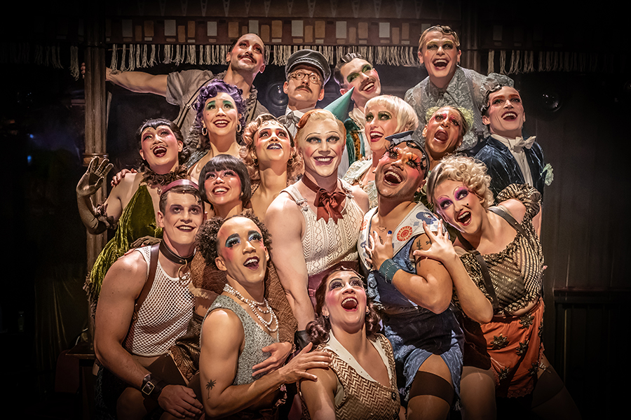 The cast of Cabaret with Jake Shears (centre), © Marc Brenner