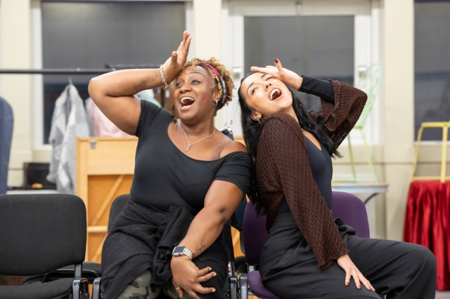 Sandra Marvin and Grace Mouat in rehearsals for Irving Berlin’s White Christmas
