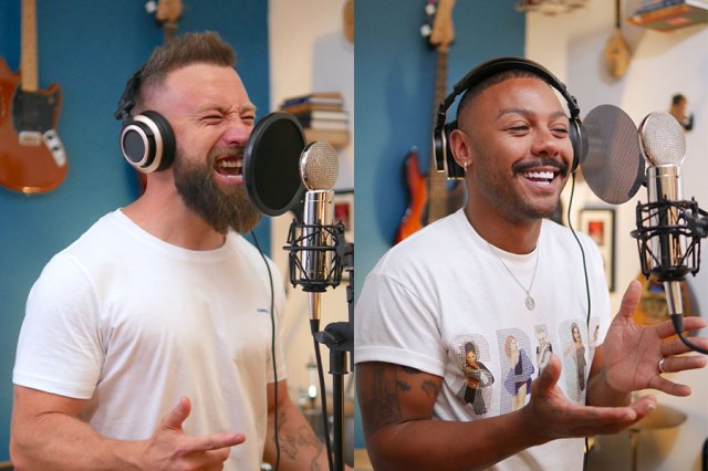 Tom Brandon and Marcus Collins in the recording studio