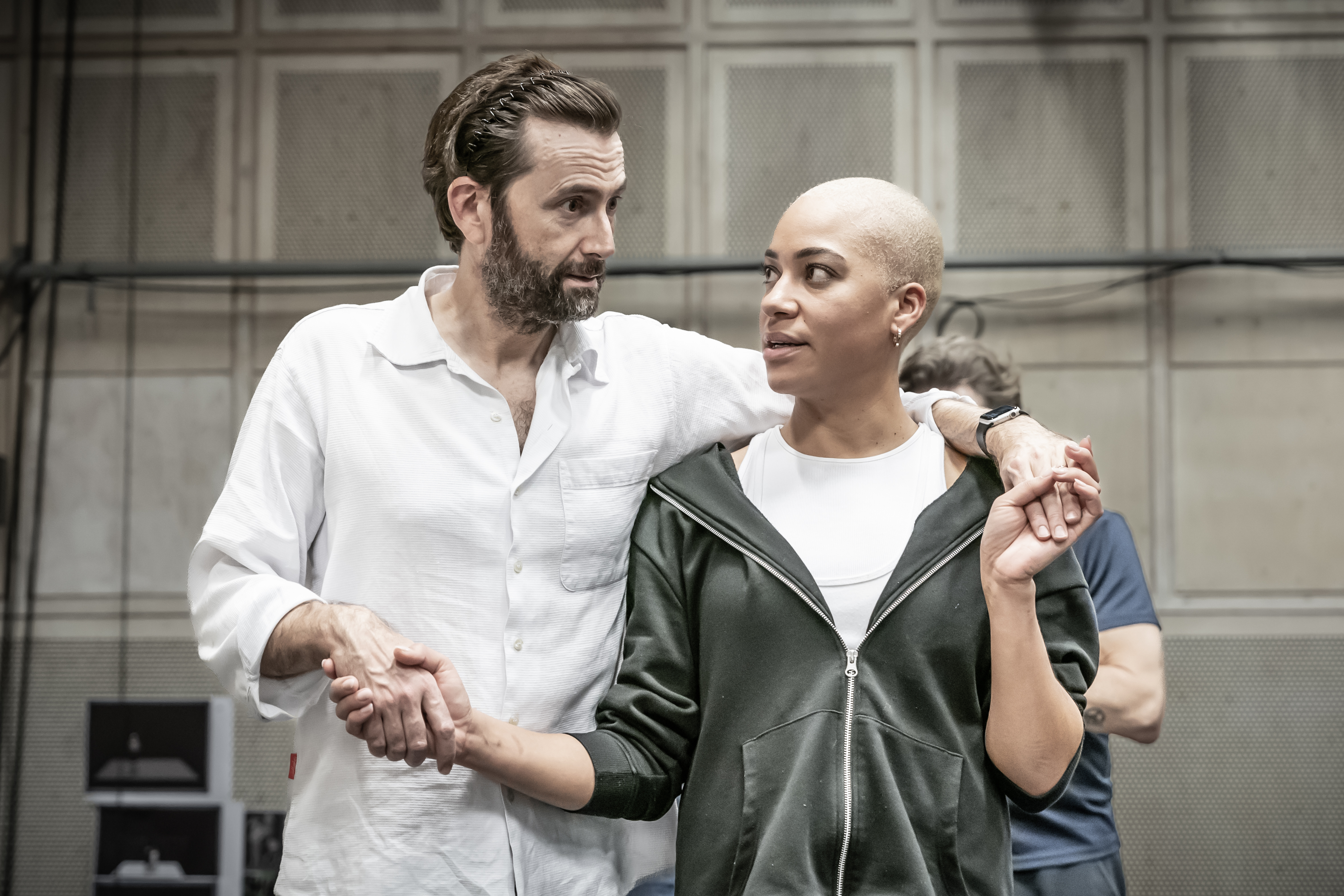 David Tennant and Cush Jumbo in rehearsals for MACBETH   Donmar   photo by Marc Brenner