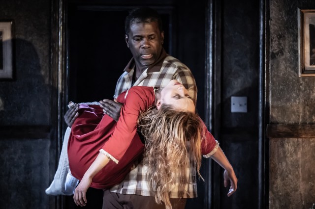 Mo Sesay (as Rey) and Ella Schrey Yeats (as Janet) in a scene from The Enfield Haunting
