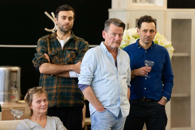 Sarah Woodward, Huw Parmenter, David Tarkenter, Adam Sina in rehearsals for The Motive and the Cue in the West End 2023 2024. © Mark Douet