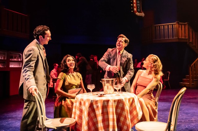 George Blagden, Grace Mouat, Stuart Neal and Natasha Mould in a scene from Irving Berlin’s White Christmas at the Crucible Theatre