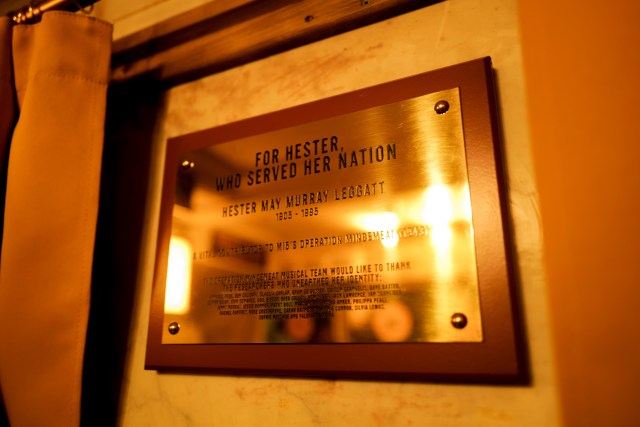 A plaque in honour of Hester Leggatt at the Fortune Theatre