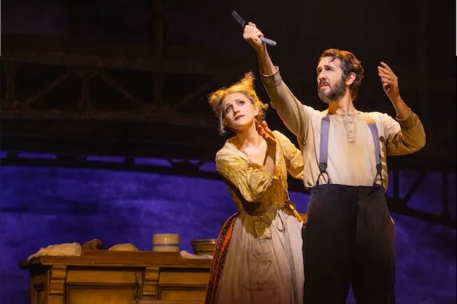 Annaleigh Ashford and Josh Groban in a scene from the Broadway revival of Sweeney Todd: The Demon Barber of Fleet Street