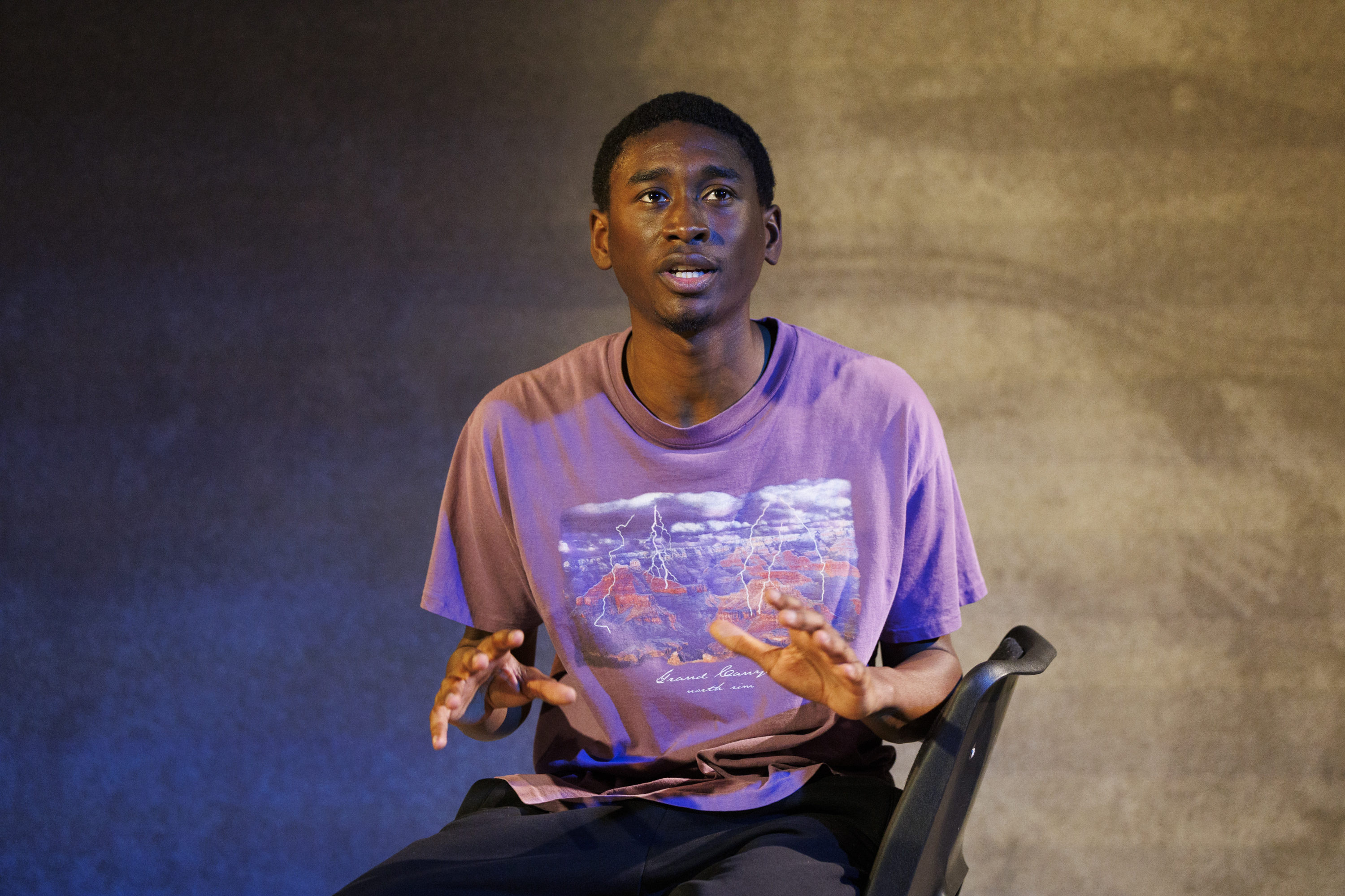 Tienne Simon in a scene from Dreaming and Drowning at Bush Theatre Studio