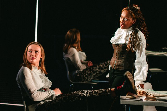 Angela Jones and Lucy Elizabeth Thorburn in a scene from the National Theatre's 2024 schools tour of Jekyll and Hyde