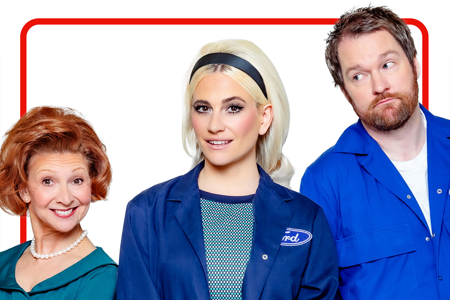 Bonnie Langford, Pixie Lott and Killian Donnelly in a promotional image for Made in Dagenham