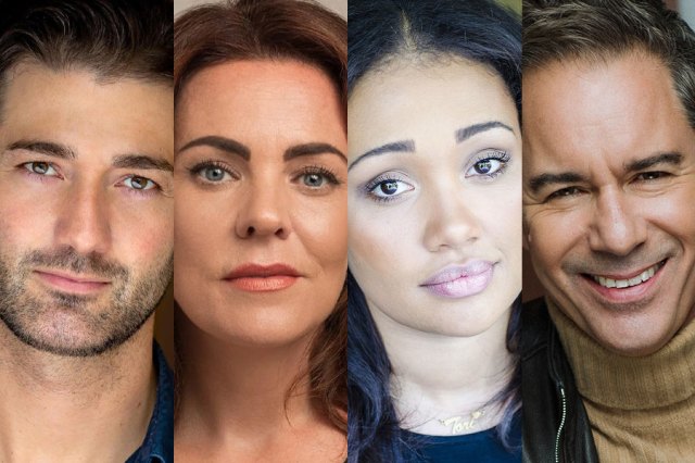 Headshots of Oliver Tompsett, Rachel Tucker, Tori Allen-Martin and Eric McCormack