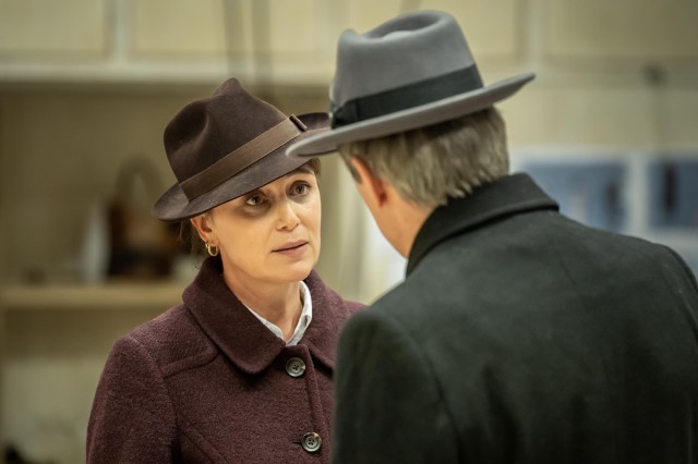 Keeley Hawes and Jack Davenport in rehearsals for THE HUMAN BODY Donmar Photo by Marc Brenner