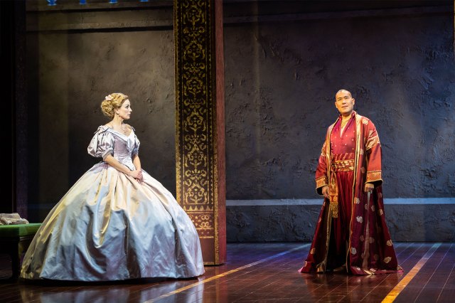 Helen George (as Anna Leonowens) and Darren Lee (as King of Siam) in a scene from The King and I