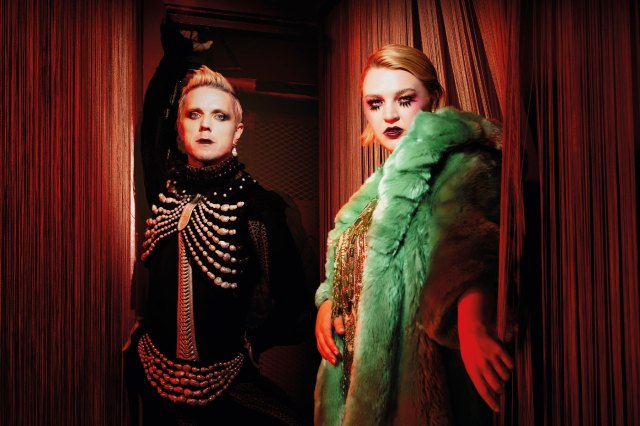 Jake Shears as The Emcee and Rebecca Lucy Taylor as Sally Bowles